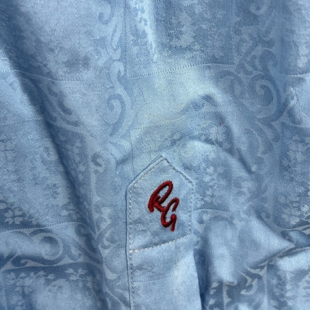 Robert Graham Button Shirt Mens 3XL Blue Jacquard Paisley Flip Cuff Long Sleeve - Picture 5 of 16